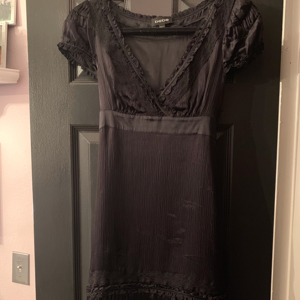 Bebe black cuffed sleeve dress.